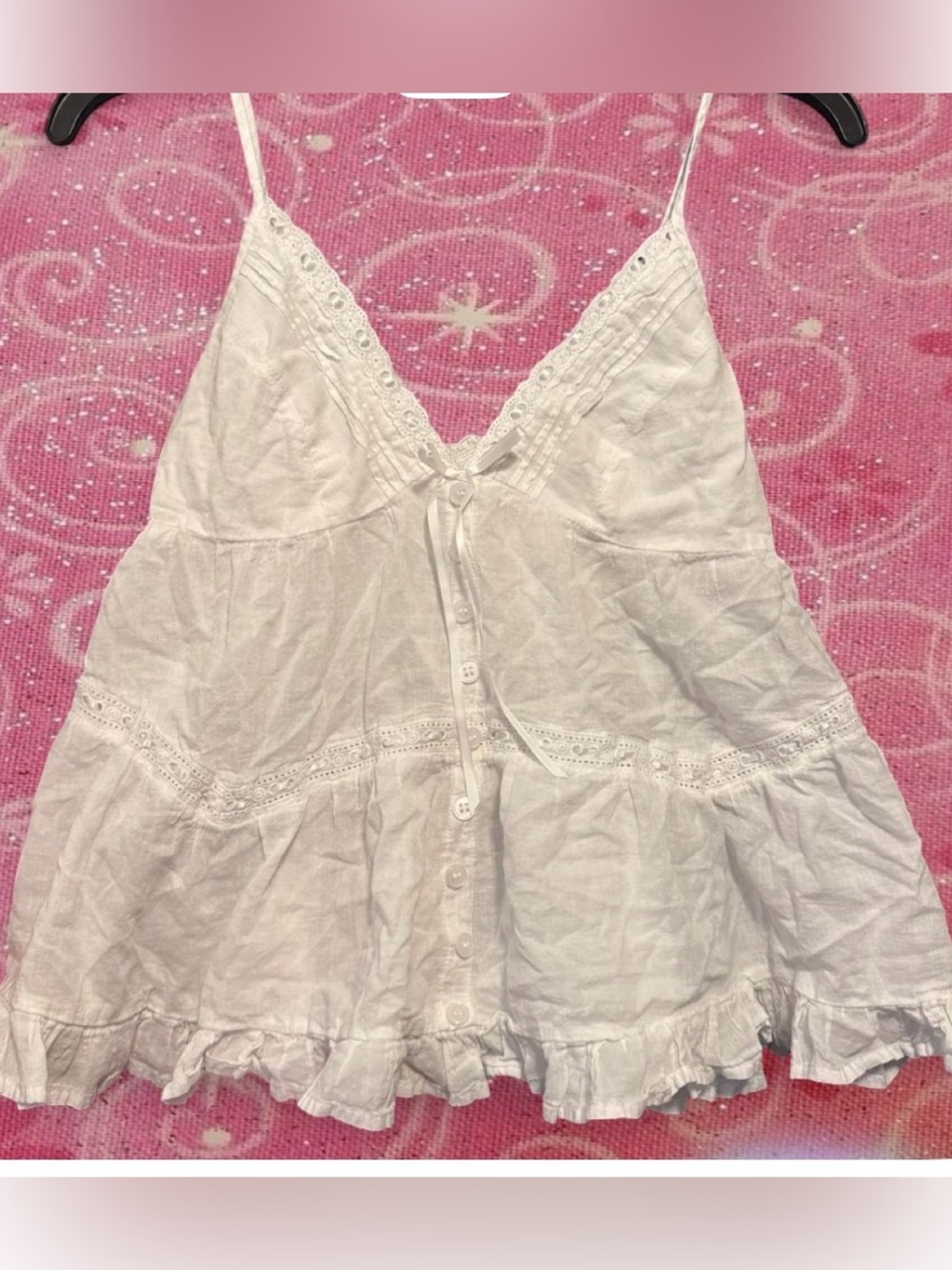 full tilt white lace-trim camisole tank